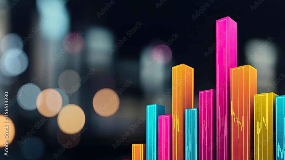 Poster financial data idea. colorful bar graph representing data trends in a professional environment.