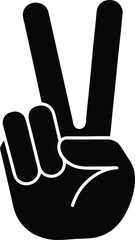 Hand gesture V sign icon and vector illustration on a white background