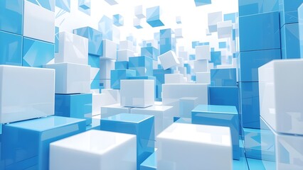 background image with blue and white cubes abstract idea