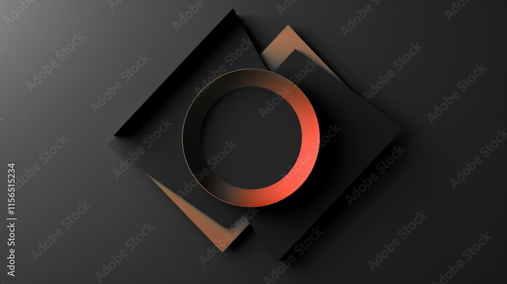 Poster Abstract design featuring layered geometric shapes and a circular element in warm tones.