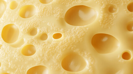 Close-up of Swiss cheese with holes showing yellow texture on an isolated background