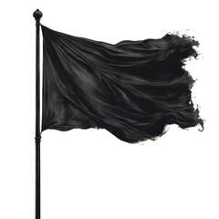 Dramatic Black Flag Windswept Fabric Mourning Symbol Grunge Texture Art Illustration