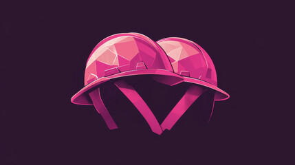 Fototapeta premium Vector Burgundy and light pink logo in the form of construction helmets