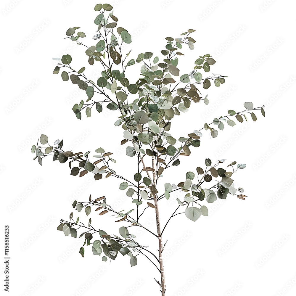 Poster branch of a tree isolated on white background with clipping path.