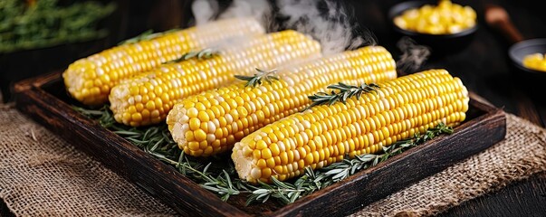 Corn cob idea. Deliciously grilled corn on the cob served with herbs and a smoky flavor.