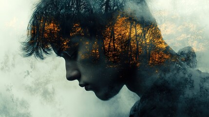A Young Man With A Forest Inside His Head
