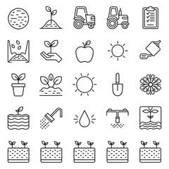 Gardening line icon vector set