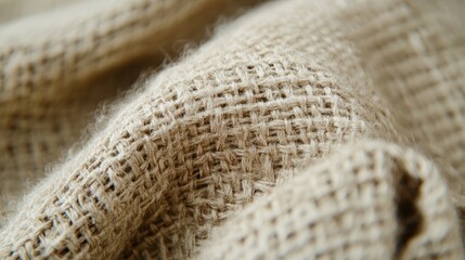 Close Up Beige Woven Fabric Texture Detail