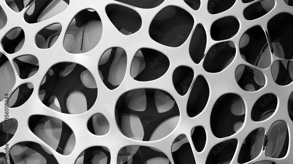 Aufkleber abstract structure with interconnected voids, resembling a cellular or organic pattern.
