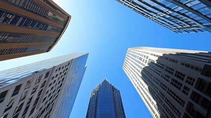Majestic Skyline View of Downtown Atlanta Under Clear Blue Sky