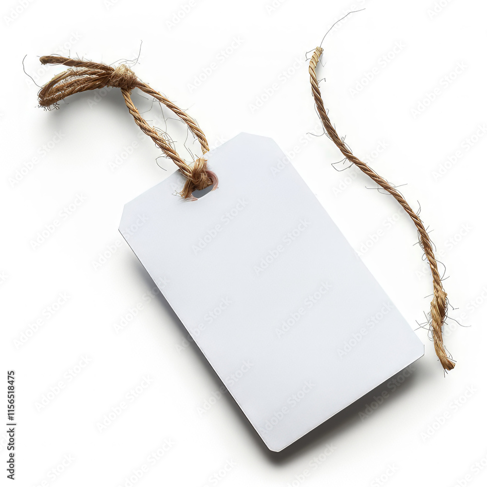 Aufkleber a blank tag with a string, often used for labeling or pricing items. isolated on white background