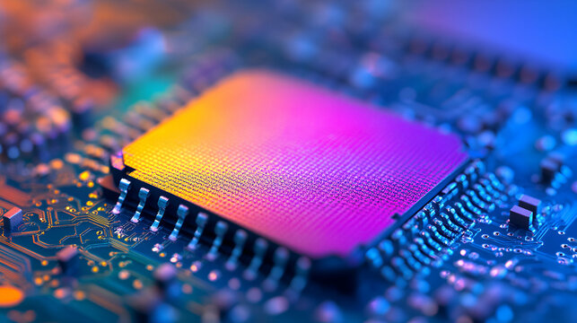 Vibrant Microchip, Circuit Board's Central Processing Unit, Powering Technological Advancement Significantly