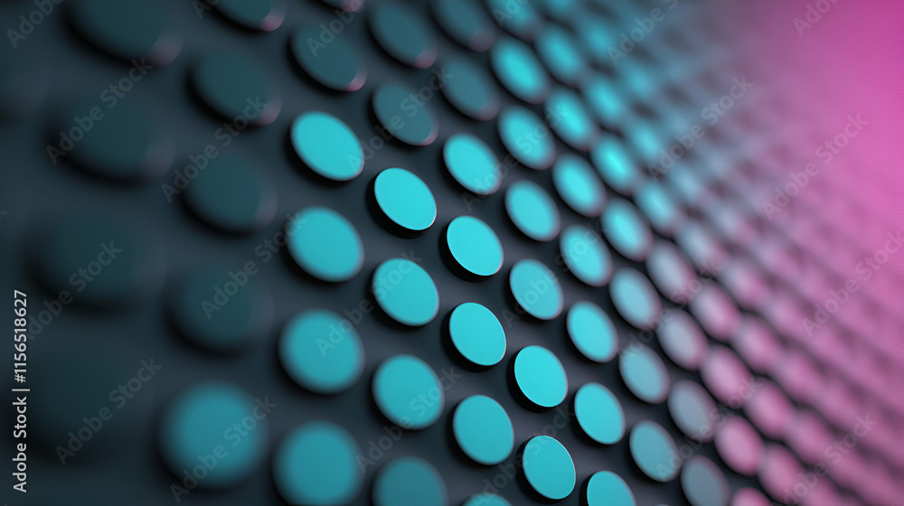 Poster abstract teal and pink circular pattern, gradient circles arrange beautifully on dark surface, creat