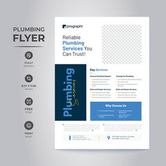 Clean and Minimal Plumbing Flyer Services Flyer Design Template