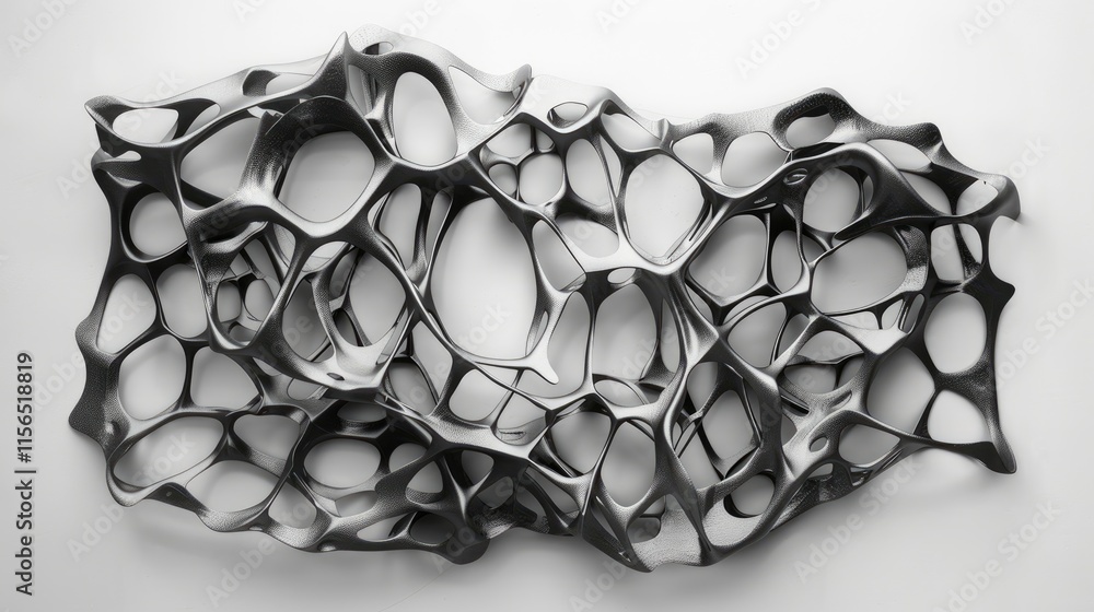 Poster Abstract sculpture featuring interconnected organic forms in a monochromatic color scheme.