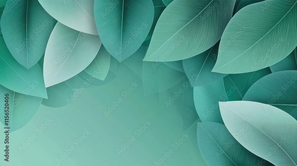 Poster foliage abstract background idea. a calming, abstract background of green leaves with subtle gradien
