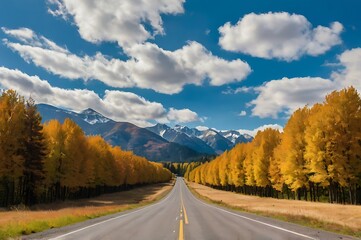 A background of autumn nature with colorful leaves, trees, and flowers
