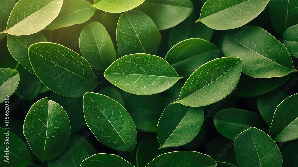 Poster foliage abstract background idea. a close-up view of lush green leaves creating a serene and calming