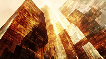 Obraz premium Modern High-Rise Office Building with Dramatic Exterior View
