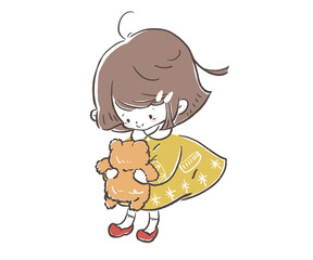 クマのぬいぐるみを持つ女の子