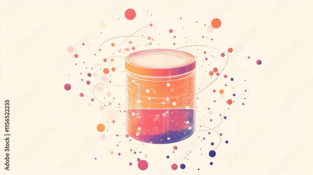 Poster the refrigerator of the particles. the refrigerator consists of circles and points. vector illustrat