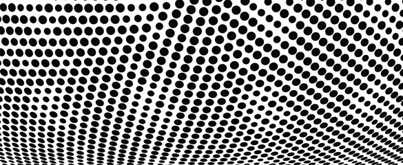 Wavy gradient halftone dots pattern texture background. Vector illustration
