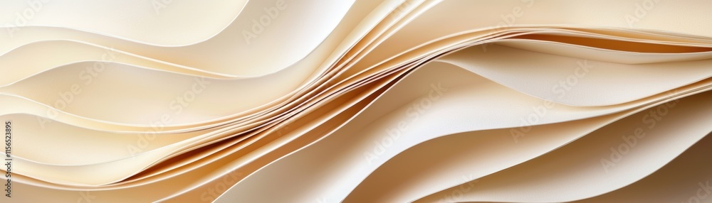 Poster a close-up of elegantly folded, textured beige fabric, showcasing smooth curves and subtle shadows, 