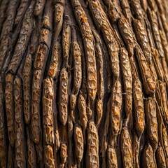 Tropical Habitat: Date Palm Bark Teeming with Lizards and Birds