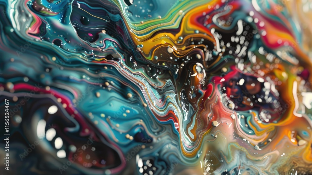 Poster abstract swirling colors with vibrant patterns and glossy textures.