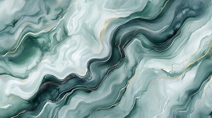 Obraz premium Elegant Teal and Gold Marble Texture: Close-Up Photo of Swirling Abstract Design. AI Generated