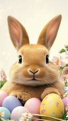 Fototapeta premium Easter Bunny with Colorful Eggs