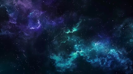 Cosmic Nebula Dark Blue Teal Space Background Starscape