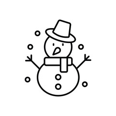 Snowman icon isolated on a white background. Vector illustration.