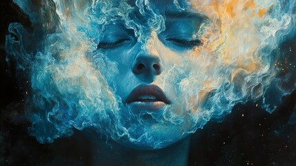 Fototapeta premium Serene Dreamscape: An Abstract Portrait of Inner Peace