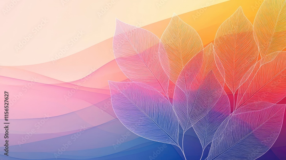 Poster foliage abstract background idea. a vibrant abstract background featuring colorful flowing leaves in