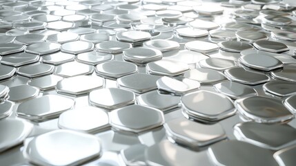 Fototapeta premium Reflective Hexagon Pattern Abstract Silver Surface
