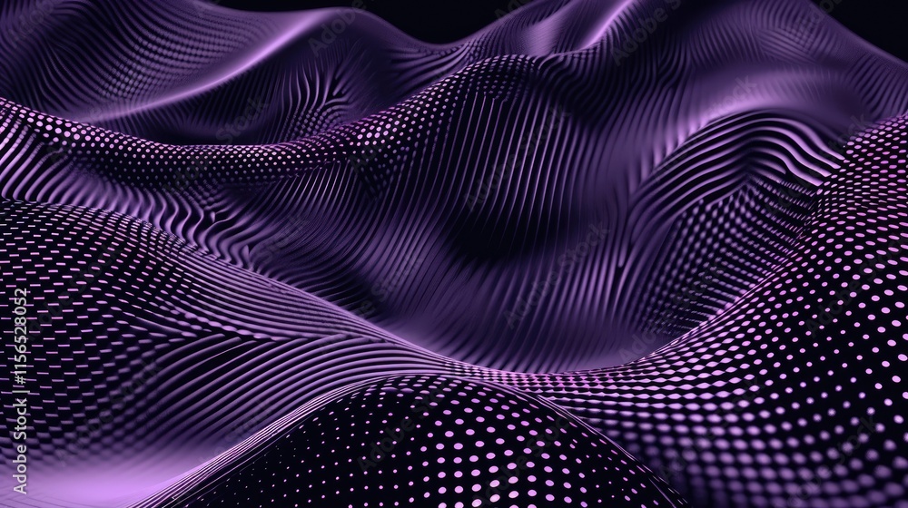 Poster Abstract purple waves with dotted patterns create a dynamic visual texture.