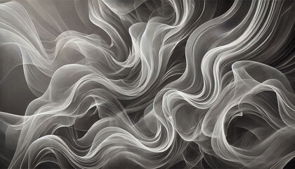 Obraz premium An abstract wallpaper featuring flowing smoke-like shapes in grayscale tones, creating a mysterious and elegant ambiance.