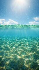 Fototapeta premium Crystal Clear Ocean Water Under Bright Sunlight
