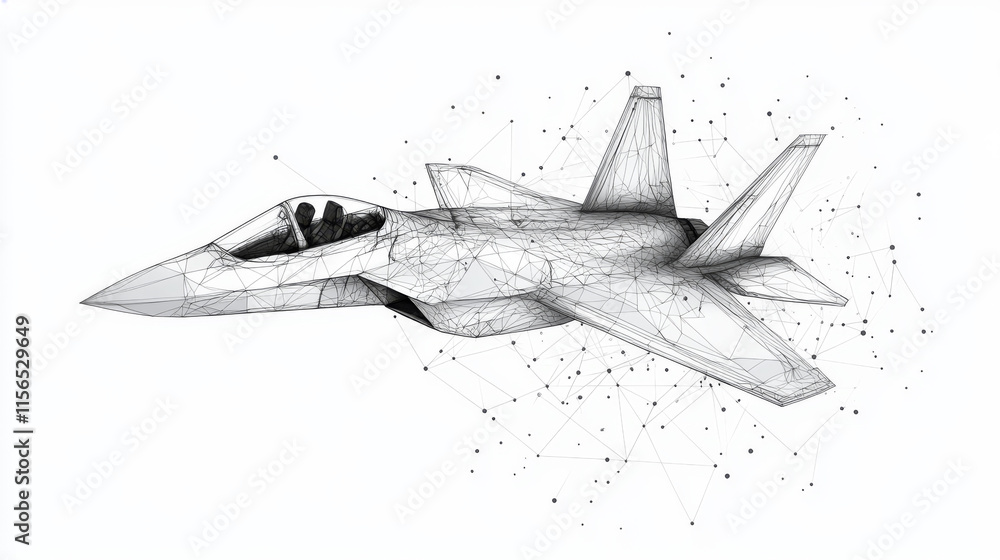 Poster fighter consists of points, lines and triangles. the polygon shape in the form of a silhouette of a 
