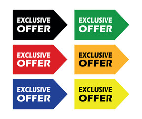 Exclusive offer banner in different colors. Special offer price sign. Advertising discounts symbol