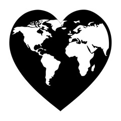 Green Earth Heart vector silhouette