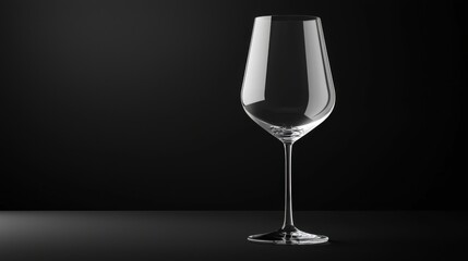 Minimalist Wine Glass Mockup Displayed in Soft Studio Lighting on Dark Background