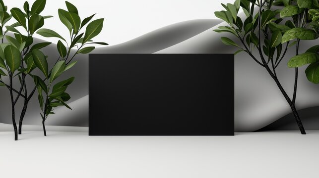 Minimalist Name Card Mockup With Bold Monochrome Design and Natural Elements