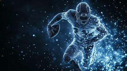 Football of the particles. Silhouette of a football player consists of points and circles. Vector illustration.