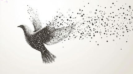 Fototapeta premium The dove of the particles. Dove consists of small circles and dots. Vector illustration.
