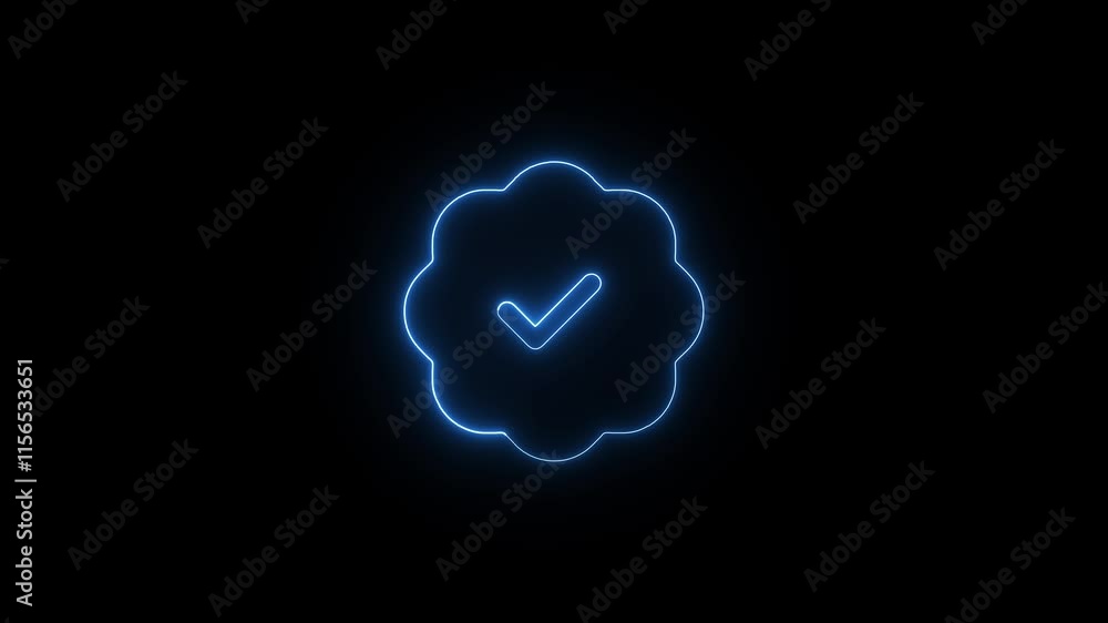 Poster check mark. glowing neon animated true and false icons for evaluation with accept and reject symbols