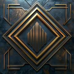 Abstract geometric art with black and gold tones creating a luxurious and modern metallic design.