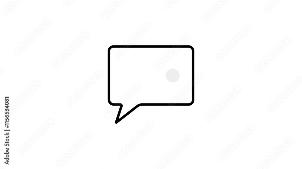 Aufkleber text message icon with white dot bubble animation for modern communication design.