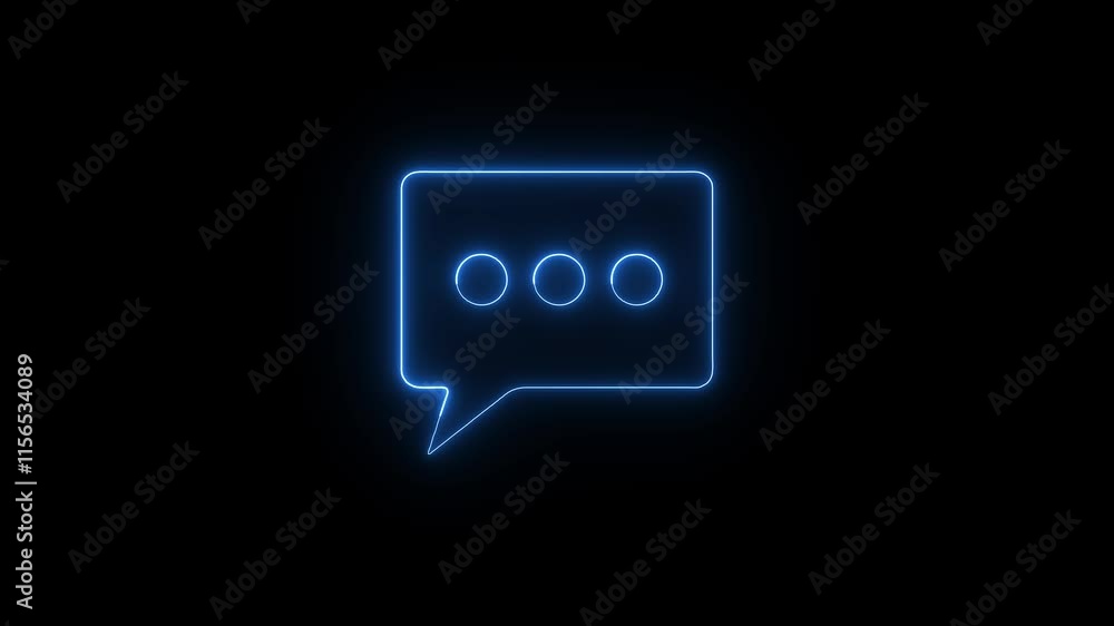 Poster glowing looping message icon animation with neon text bubble effect and led-style speech bubble.